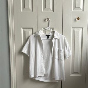 Forever 21 Terry Cloth Button Down Shirt